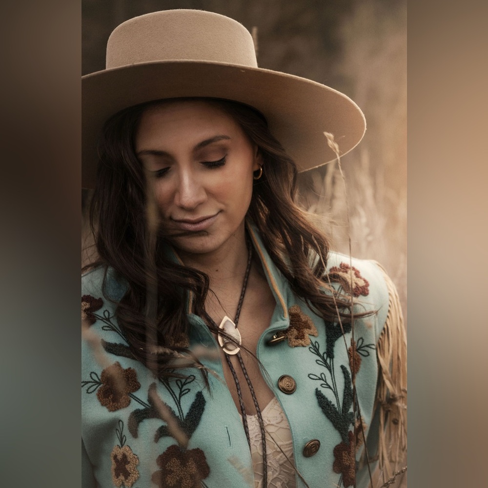 Double D Ranch Teal Embroidered Fringe Jacket - Picture 4 of 7
